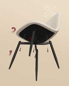 Chaises de Salle à Manger, Lot de 2/ 4/ 6, Support Métallique, Pieds Réglables, Nettoyage Facile, Chaises de Cuisine, Tissu Chenille, PU Texturé Glacé, Blanc Crème - Blanc - Voir 7