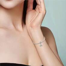 Cuentas de luciérnaga de plata de ley 925, adecuadas para pulseras DIY, regalo para mujeres - Beis - Ver 3