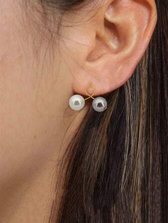 1 Pair S925 Sterling Silver Gray & White Pearl Earrings, Fashion, Minimalist, Versatile, Exquisite, Elegant, Quality Earrings Suitable For Women's Daily Wear