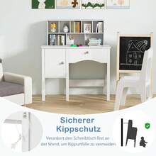 Children's Desk With Chair, Desk Set With Drawer, Storage Compartments & Cupboard, Children's Seating Group, Student Desk For Children From 3 Years, For Children's Room Playroom Kindergarten - 白色 - 查看 6