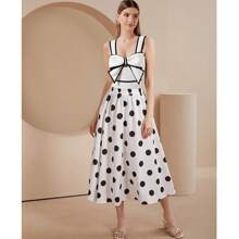 Retro Conservative Swimsuit New Solid Color One-Piece Swimsuit With Bow
