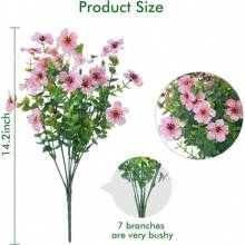 5pcs/3pcs/1pc Artificial Faux Plants Flowers Outdoor Spring Summer Decoration, Fake Silk Colorful Daisy Eucalyptus Realistic UV Resistant For Outside Home Planter Porch Patio Window Yard Decor,Outdoor Decor,Garden Decor (Mix)