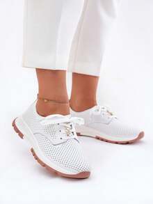Women's Breathable Casual Solid Color Walking Sneakers - White - View 1