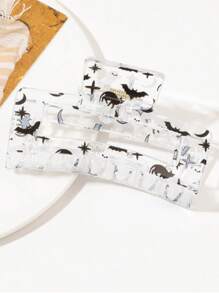 1件套醋酸纤维多色方形中号简约发夹，适合日常佩戴。新款豹纹发夹，欧美时尚方形镂空爪夹，独特优雅的女士发夹，秋季配饰