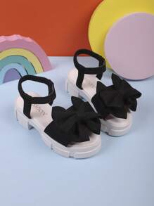 Neue Mädchen Sommer Mode Flache Sandalen, Schleifen Dekor Süße Süße Dicke Sohle, Geeignet Für Kinder Outdoor Spielen Und Urlaub