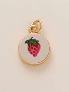 1件简约精致INS风草莓爱心DIY吊坠，18K镀金，抗氧化，适合送给妻子和母亲，可自由搭配 - 彩色 - 查看 18