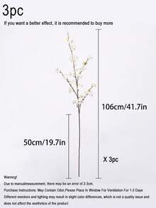 3 件人造花樱花树枝 41.7 英寸假丝绸樱花花、桃花、绿色仿真植物、青梅装饰、花瓶、婚礼、派对、客厅、卧室、DIY 墙壁、书桌填充物。用于家庭婚礼派对景观 DIY 装饰樱花丝绸花树装饰