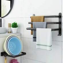 1 pièce Porte-serviette, Porte-serviette en aluminium d'espace, Barre à serviette de toilette, Barre simple, Porte-serviette mural de salle de bain