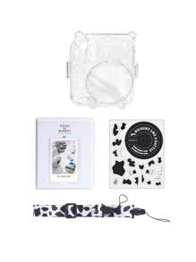 Cámara instantánea mini con estuche protector de cáscara de cristal, incluye funda para el Body de la cámara, correa, juego de 3 accesorios y paquete de 64 hojas de recambio para álbum de fotos de 3" de "Tiempo Dulce"