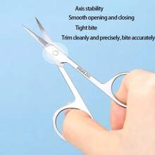 Eyebrow Scissors And Three Eyebrow Brushs,Nose Beard Trimming Scissors Eyelash With Curved Craft Stainless Steel Scissors