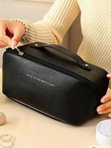 大容量双层防水PU皮革化妆包，多功能旅行收纳包，化妆包，洗漱包，护肤品收纳包，居家旅行化妆品整理包 - 粉色 - 查看 11