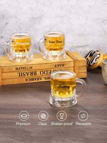 1/5個個性化迷你透明啤酒杯附手把 - 2盎司啤酒杯，大宗裝，適用於啤酒節、生日、烤肉、酒吧派對、新娘婚禮裝飾 - 多色 - 查看 3