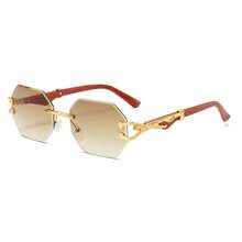Retro Rimless Edged Fashion Fashion Glasses, Leopard Decor Temple Arms, Suitable For Casual Daily Wear, Street Photography, Holiday Gifts Back To School Fashionable Preppy School Look