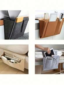 Túi treo đựng đồ giường nỉ có 3 ngăn, đựng tạp chí, điện thoại, máy tính bảng, iPad, cáp, điều khiển từ xa và giá đựng chai nước cho giường ký túc xá, ghế sofa, túi đựng đồ tự dính trang trí trang trí lễ hội trang trí phòng trang trí nhà trang trí phòng ngủ trang trí phòng ngủ, đồ tổ chức, đồ tổ chức, đồ lưu trữ gia đình - Nhiều màu - Xem 4