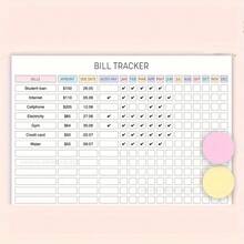 1pc Laminated Annual Bill Payment Tracker, Bill Payment Checklist, Bill Payment Log, Expense Tracker, Bill Planner, Reusable, Laminated, High Quality Craftsmanship - White - View 4