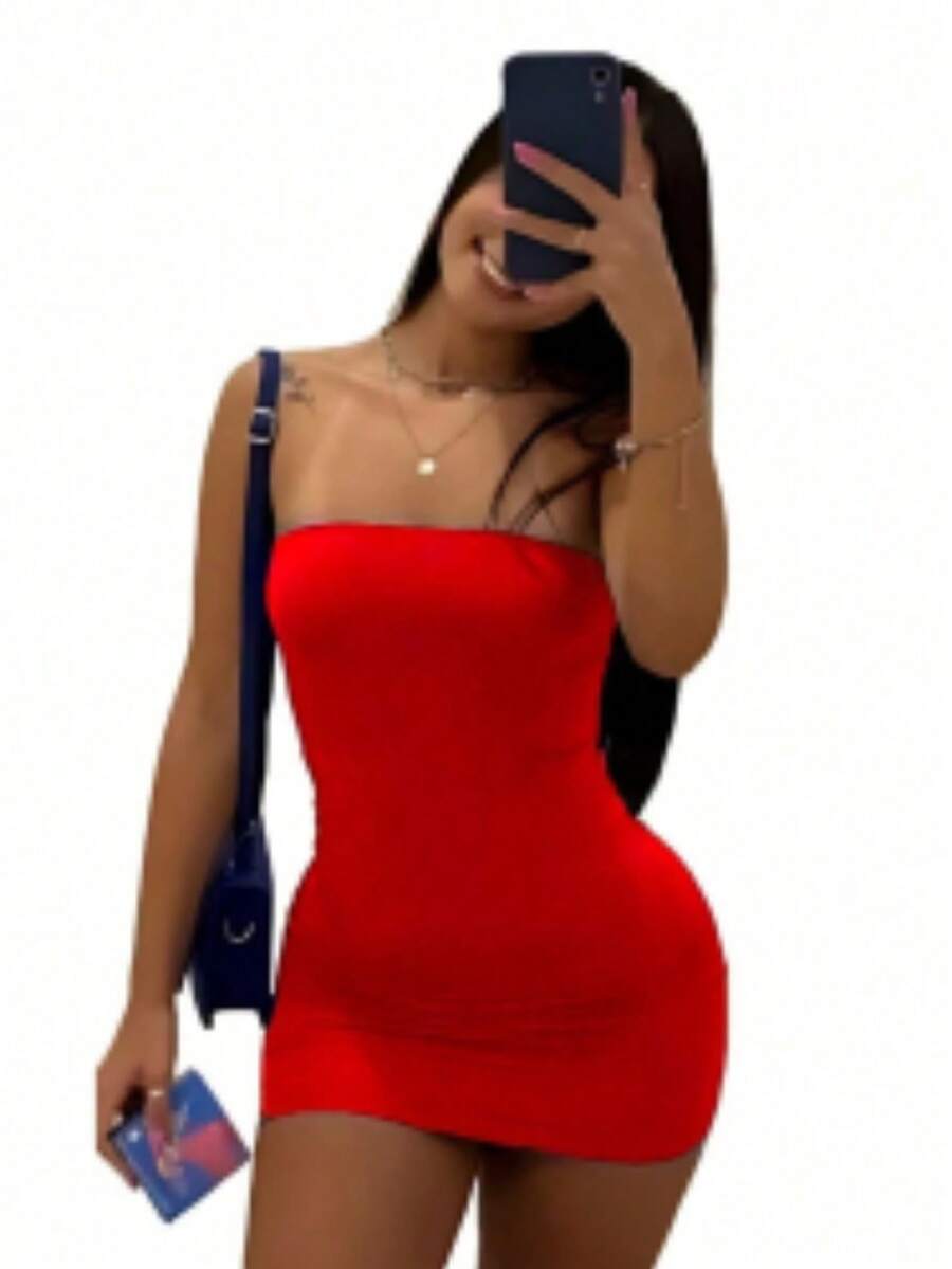 Short Modern Tube Dress Blogger Suplex Premium Mesh Party Night Beach - 查看 1