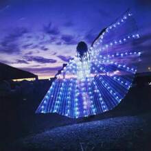 LED Light-Up Multicolor Wings And Cape (1 Piece) - Stage & Party Accessories With Colorful Glow - Multiple Colors Available - Battery-Powered - Ideal For Festivals, Weddings & Celebrations