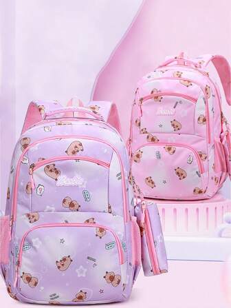 高颜值书包女初中生印花背包高中大学生新款大容量双肩包