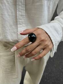 Bộ 1/4 chiếc nhẫn charm nhựa cong, phong cách đường phố sang trọng, thích hợp đeo hàng ngày, quà tặng trang sức kim loại cong đa năng cho nữ và các cặp đôi trong dịp lễ (Chất liệu và màu sắc của nhẫn có thể khác nhau tùy sản phẩm thực tế). - nhẫn - Xem 19