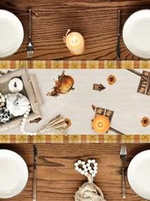 1 pieza/10 piezas Corredor de mesa de calabaza de otoño, Corredero de tabla de Acción de Gracias, Decoración del Festival de la Cosecha, Estilo de granja, Material similar a un lino, 33*91cm/33*183cmTM*274cm 3 opciones de tamaño, Decoraciones para el hogar en interiores/exteriores, decoración con tema de Calabaza, Suministros para fiestas
