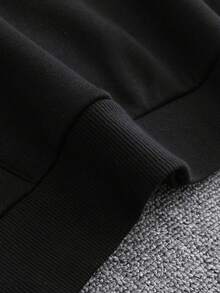 Personalized Text & Photo Customized Men's Hoodie Sweatshirt For Valentine's Day, Autumn/Winter - Upload Your Friend/Family Photo, Selfie, Group Photo, Landscape, Pet Photo, Or Logo - Black - View 7