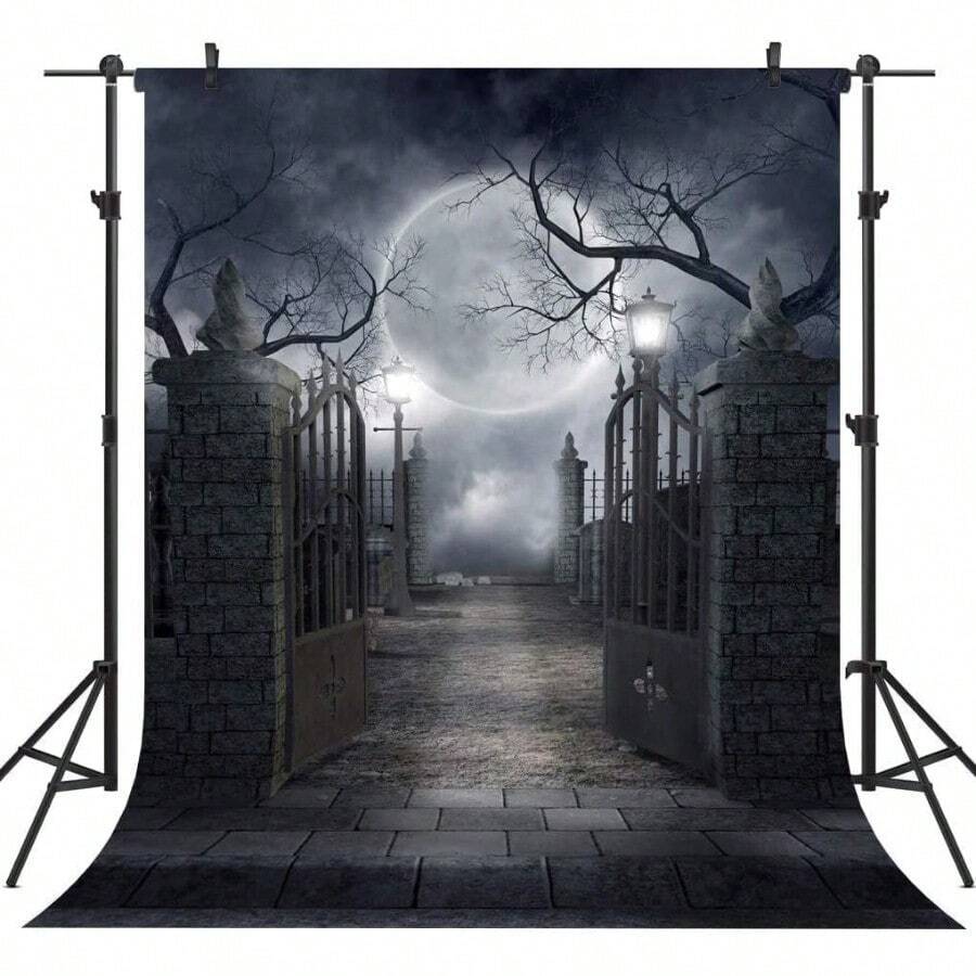 CZ CHAIYA 6x8ft Halloween Backdrop Background Nightmare Before Christmas Backdrop For Photography Zombie Themed Photo Booth Party Decorations CY034 1439 - 黑色 - 查看 1
