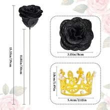 24/36 Pcs Artificial Rose Shiny Glitter Roses Bouquet | Everlasting Artificial Rose For Valentine's Day, Anniversary, Wedding, Home Decorations - màu đen - Xem 7