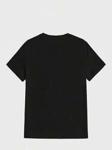 Teen Boy Star Pattern Funny Graphic Tee, Casual Soft Short Sleeve Pure Cotton 220g Pattern Printed T-Shirt - Black - View 2