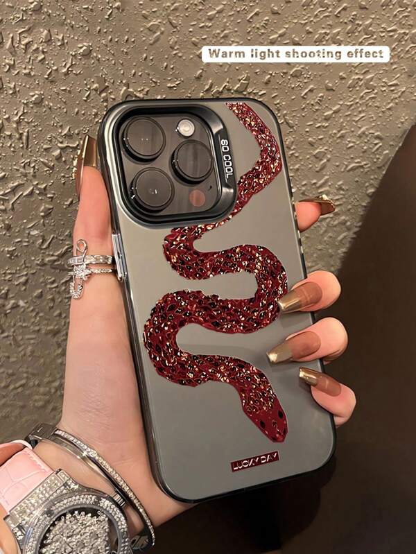 1pc Fashion Snake Print Anti-Drop Phone Case Compatible With IPhone11 12 13 14 11Promax 12Promax 13Promax 14Promax XR 15 15PRO 15PROMAX, Series