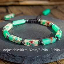 Braccialetto boho in pietra naturale, braccialetto boho stile artigianale regolabile in pietra naturale, perline rettangolari in lapislazzuli e ametista, adatto per uso quotidiano, regalo di San Valentino, compatibile per tutte le stagioni