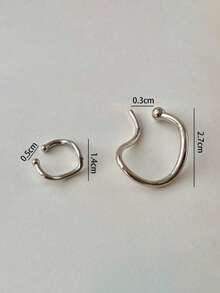rakol 2pcs Single Ear Minimalist Asymmetric Twisted Solid Color Copper Clip-On Earrings For Women, Suitable For Daily, Vacation, Party Decoration - Ear Clip - View 3