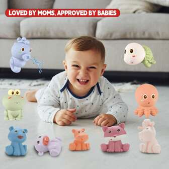 Baby Bath Toys For Babies 6-12 Months 4/9 Pack Animal Mold Free Bathtub Toys,Water Play Kids,Preschool Education Toy Learning Skills For Bathroom