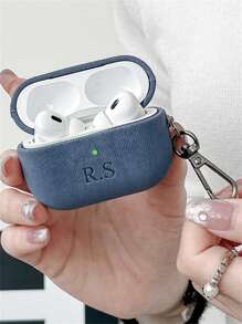 [Customized]Personalized Luxury Laser Lettering Name DIY Customized Suede Cover Compatible With Pro 1 2 3 4 Pro 2 Couple Earphone Case With Keychain Cases