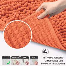VOGRAC Paula Home - Deep Pile Chenille Bath Mat | Non-Slip, Thick, Extra Soft & Absorbent | 100% Microfiber For Shower & Bath - Orange - View 3