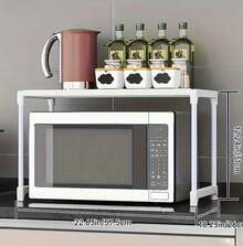 estante para horno de microondas organizador de cocina estructura metálica ahorra espacio diseño ajustable soporta microondas y utensilios moderniza cocina fácil montaje - Blanco - Ver 2