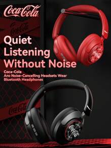 Coca Cola سماعات رأس بلوتوث إلغاء الضوضاء فوق الأذن T07 مع محركات ديناميكية 40 مم ، إلغاء الضوضاء النشط ، عمر البطارية 100 ساعة