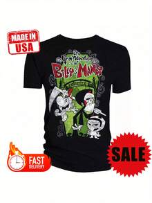 Billy & Mandy Grim Adventures T-Shirt - Soft Cotton Tee With Cartoon Print, Short Sleeve, Round Neck, Sizes S-5XL, Casual Bohemian Style, Fast Delivery - màu đen - Xem 1
