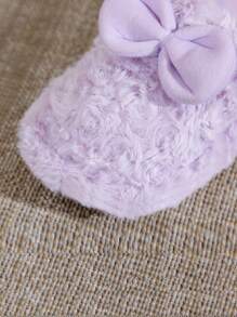 New Kids Thermal Slippers, Fluffy Cute Bow Home Thermal Slippers, Suitable For 3-14 Years Old Children Plush Slippers, Girls Plus Size Fluffy Thermal Slippers