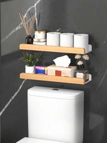 Wall Storage Stand For Bathroom, 1 Piece, Hanging Rack Without Tip For Bathroom, Spacious Bathroom Tray, Shampoo And Shower Gel Holder Organizer, Bathroom Organizers And Storage - Multicolor - View 2