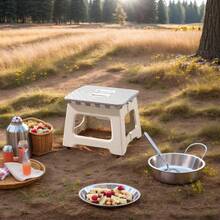 Multi-Color And Multi-Size Optional Folding Stool, Multi-Functional Stool, Lightweight Folding Chair, Suitable For Outdoor Home Patio And Other Multi-Scene Use - Xám - Xem 3