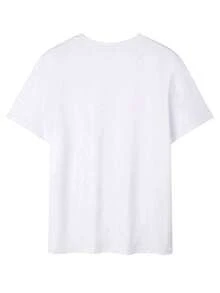 T-shirt à manches courtes col rond motif lettre décontracté pour hommes, été - Weiss - Voir 3