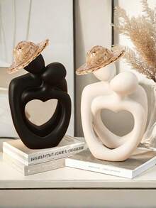 1件“爱之吻”雕像，树脂材质，情侣拥抱装饰摆件，浪漫礼物，寓意深刻的雕塑，适用于卧室、家庭办公室、书架、桌面装饰 - 彩色 - 查看 12