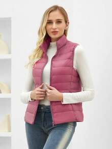 ZIAI Women Stand Collar Lightweight Short Down Vest In Multicolor Casual Outdoor Autumn Winter Vest For Women