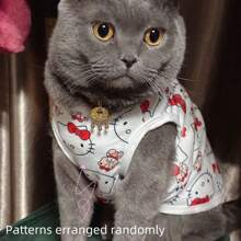 1pc Sanrio Hello Kitty Cat & Dog T-Shirt, Warm Pet Clothing Suitable For Small To Medium Dogs And Cats, Pet Vest (Pattern Position Is Random)