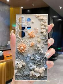1pc Beautiful Floral Oil Painting Pattern Soft Phone Case Compatible With IPhone 17 Series, Compatible With Samsung, Compatible With Honor, Compatible With Samsung, Compatible With Redmi, Compatible With Galaxy A04e/12/A13/A14/A34/A50/A52/A53/A54/S21/S22/S23/S24/S25/S25Ultra, 6A/7A/8A, 12T/13T,International Version, Not The Domestic Version - Clear - View 5