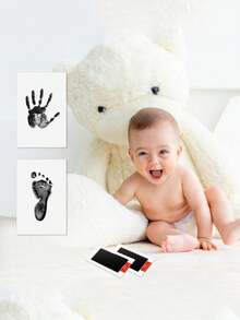 Poduszka z tuszem bez spłukiwania do odcisków dłoni i stópek dzieci, niebrudząca poduszka z tuszem do pamiątkowych pocztówek dla noworodków - Wielokolorowe - Zobacz 6