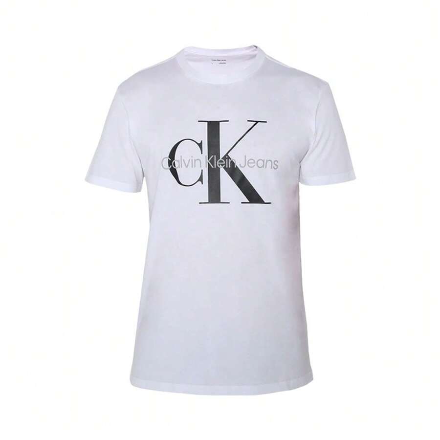 Calvin Klein Men's Signature White Logo Tee | Breathable Cotton Relaxed Fit (40DC813_103) | Limited Stock - 白色 - 查看 1