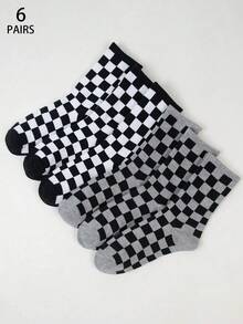 1/2/3/5/Pairs Black And White Checkered Pattern Tube Socks For Men And Women, Personalized Casual Sports Socks, Suitable For All Seasons, Ideal For Outdoors, Parties, Gifts, Gothic Style, School, Soft, Breathable. - Multicolor - View 3