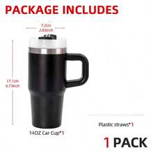 AKAZARO 1 件 14 盎司双层不锈钢隔热杯带手柄，适合旅行、露营、返校