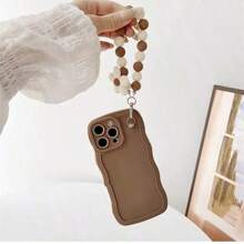 Keychain,Lanyard Cute Floral Beads Wrist Strap Silicone Protective Phone Case For IPhone 16/7/8/11/12/13/14/X/XR/Xs/Plus/Pro/Pro Max/SE2, Designed For Teenage Girls